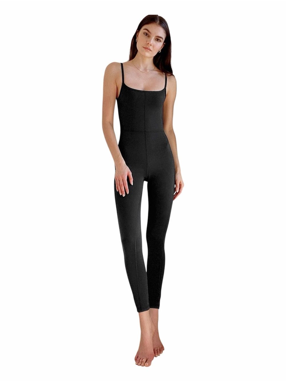 Wilfred Free Aritzia Divinity Black Sleeveless Skinny Athleisure Jumpsuit Small